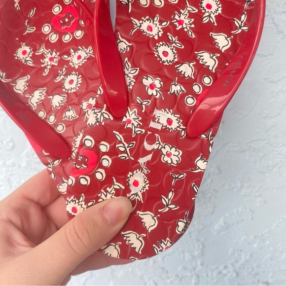 Coach Red Sandals with floral thong sandals Pattern - Picture 5 of 6